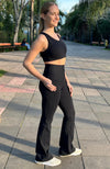 High Waist Petite (Extra Short) Flare Pants - Black