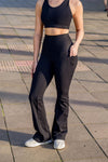 High Waist Petite (Extra Short) Flare Pants - Black