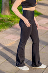 High Waist Petite (Extra Short) Flare Pants - Black