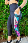 High Waist Paparazzi 3/4 - Black/Waters Edge