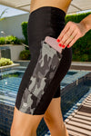 High Waist Paparazzi Long Shorts - Black/Camo