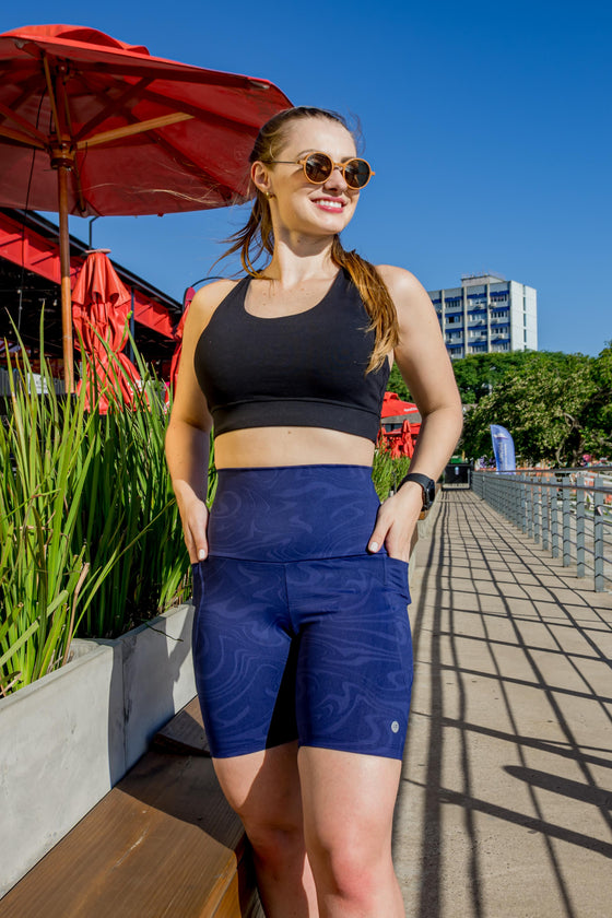 High Waist Vortex Mid Shorts - Navy