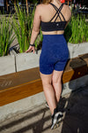 High Waist Vortex Mid Shorts - Navy