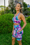 High Waist Long Shorts - Waters Edge