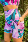High Waist Mid Shorts - Waters Edge