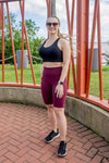 High Waist Long Shorts - Bordeaux