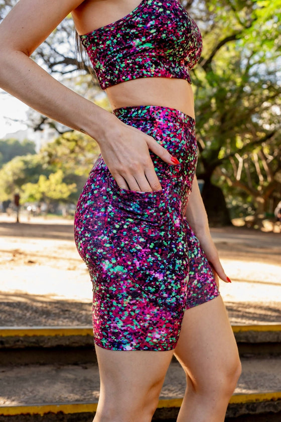 High Waist Long Shorts - Starry Nights - RunFaster