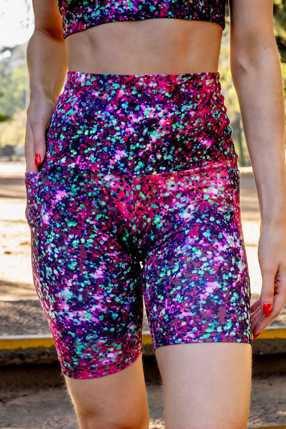 High Waist Long Shorts - Starry Nights - RunFaster