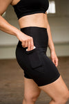 High Waist Mid Shorts - Black - RunFaster