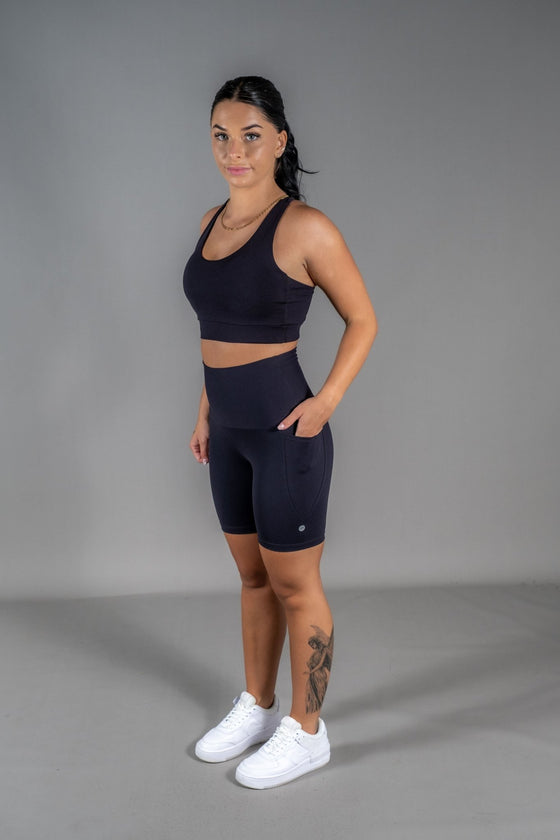 High Waist Mid Shorts - Black - RunFaster