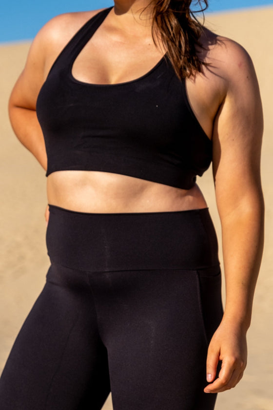 Racerback Sports Bra - Black - RunFaster