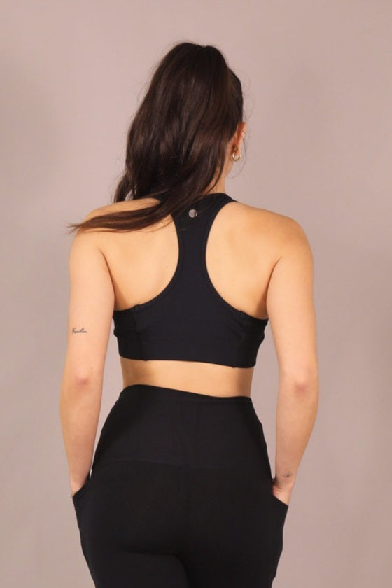 Racerback Sports Bra - Black - RunFaster